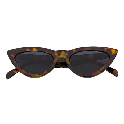TABBY - High Pointed Retro Small Cat Eye Sunglasses Tortoise Smoke Lens