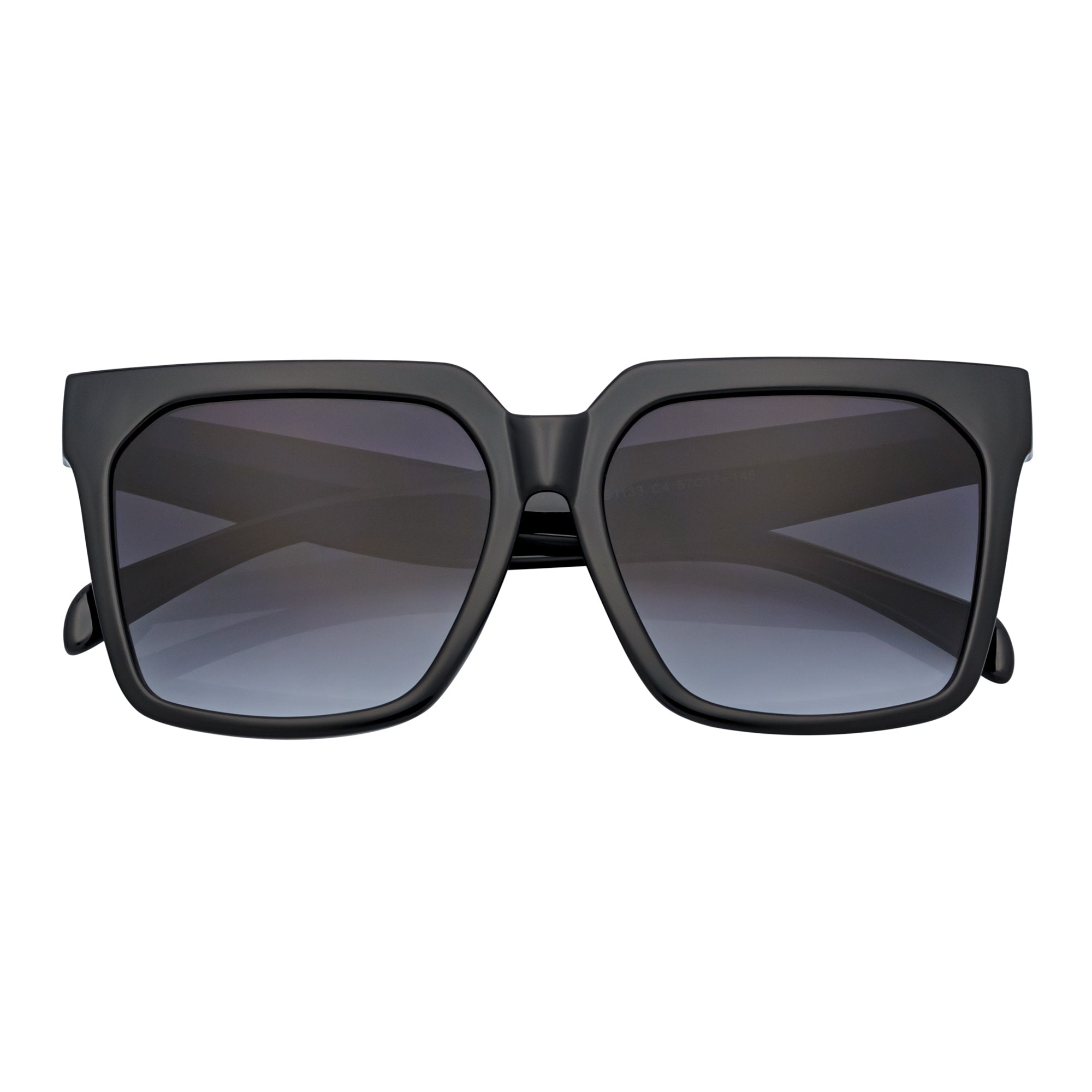 TARA - Womens Oversize Butterfly Square Black Sunglasses Lavender Lens