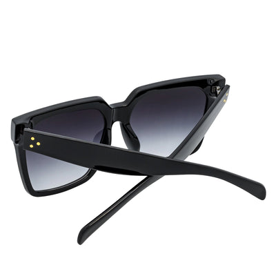 TARA - Womens Oversize Butterfly Square Black Sunglasses Lavender Lens
