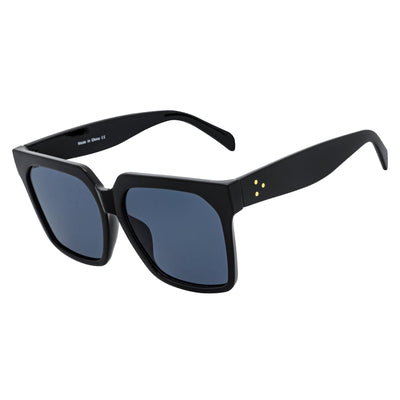 TARA - Womens Oversize Butterfly Square Black Sunglasses Smoke Lens