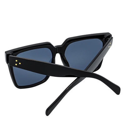 TARA - Womens Oversize Butterfly Square Black Sunglasses Smoke Lens