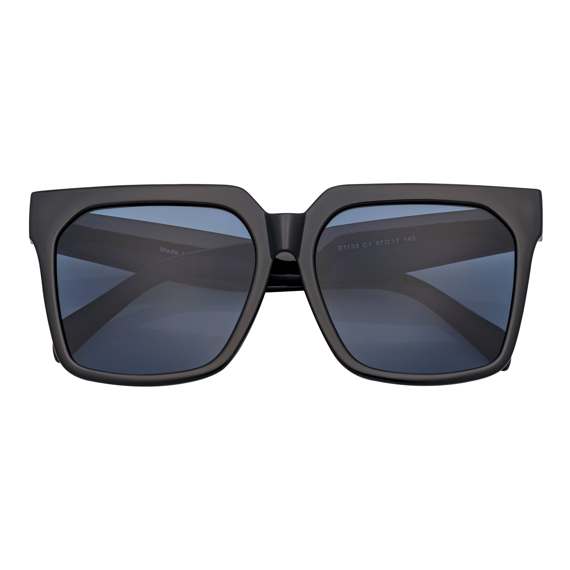 TARA - Womens Oversize Butterfly Square Black Sunglasses Smoke Lens