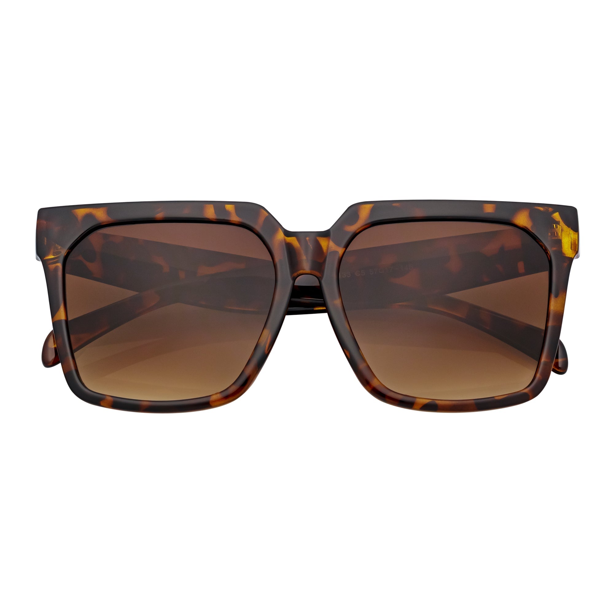 TARA - Womens Oversize Butterfly Square Tortoise Sunglasses Amber Lens