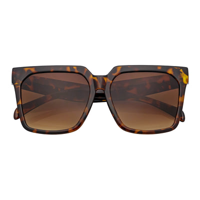 TARA - Womens Oversize Butterfly Square Tortoise Sunglasses Amber Lens