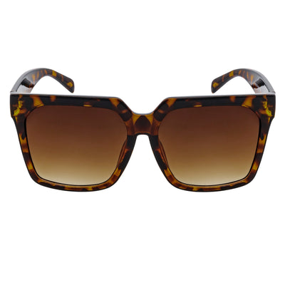 TARA - Womens Oversize Butterfly Square Tortoise Sunglasses Amber Lens