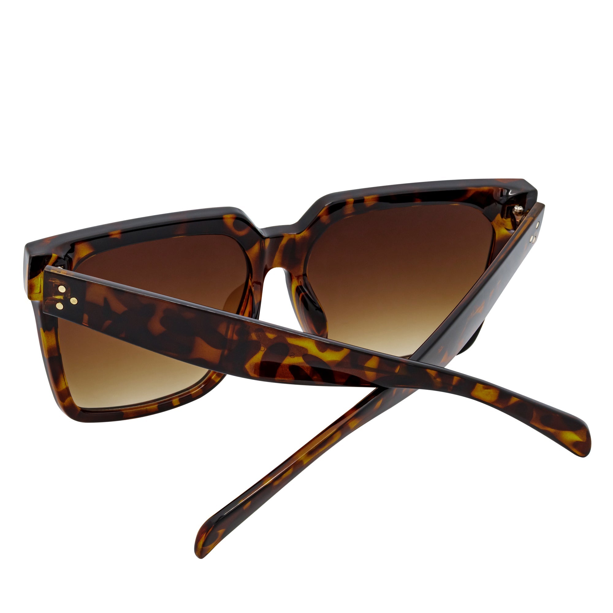 TARA - Womens Oversize Butterfly Square Tortoise Sunglasses Amber Lens