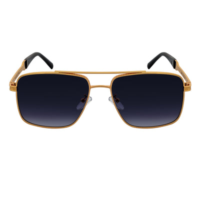 TOSHI - Premium Square Metal Flat Top Aviator Sunglasses Gold Lavender Fade