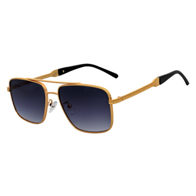 TOSHI - Premium Square Metal Flat Top Aviator Sunglasses Gold Lavender Fade