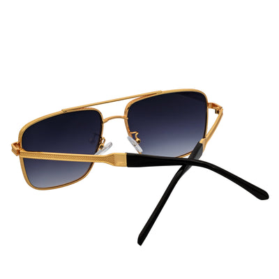 TOSHI - Premium Square Metal Flat Top Aviator Sunglasses Gold Lavender Fade