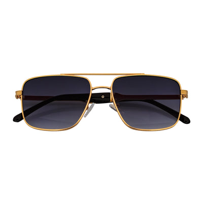 TOSHI - Premium Square Metal Flat Top Aviator Sunglasses Gold Lavender Fade
