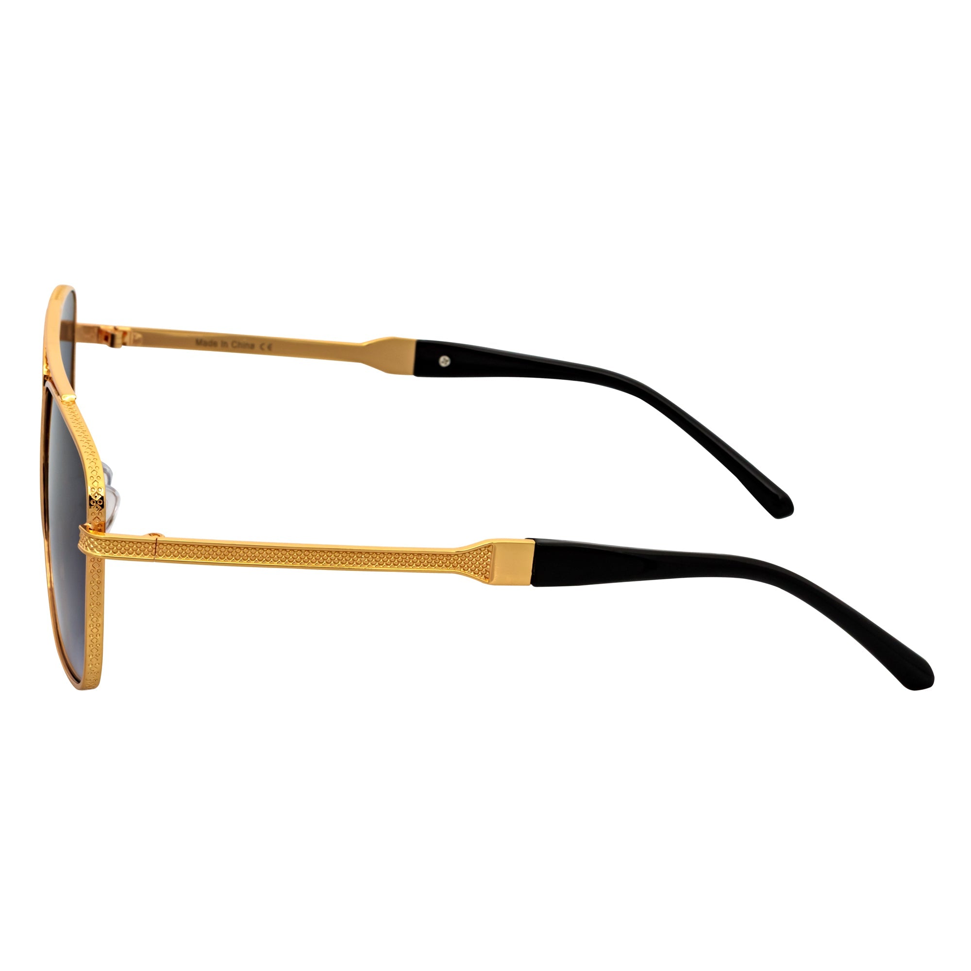 TOSHI - Premium Square Metal Flat Top Aviator Sunglasses Gold Lavender Fade