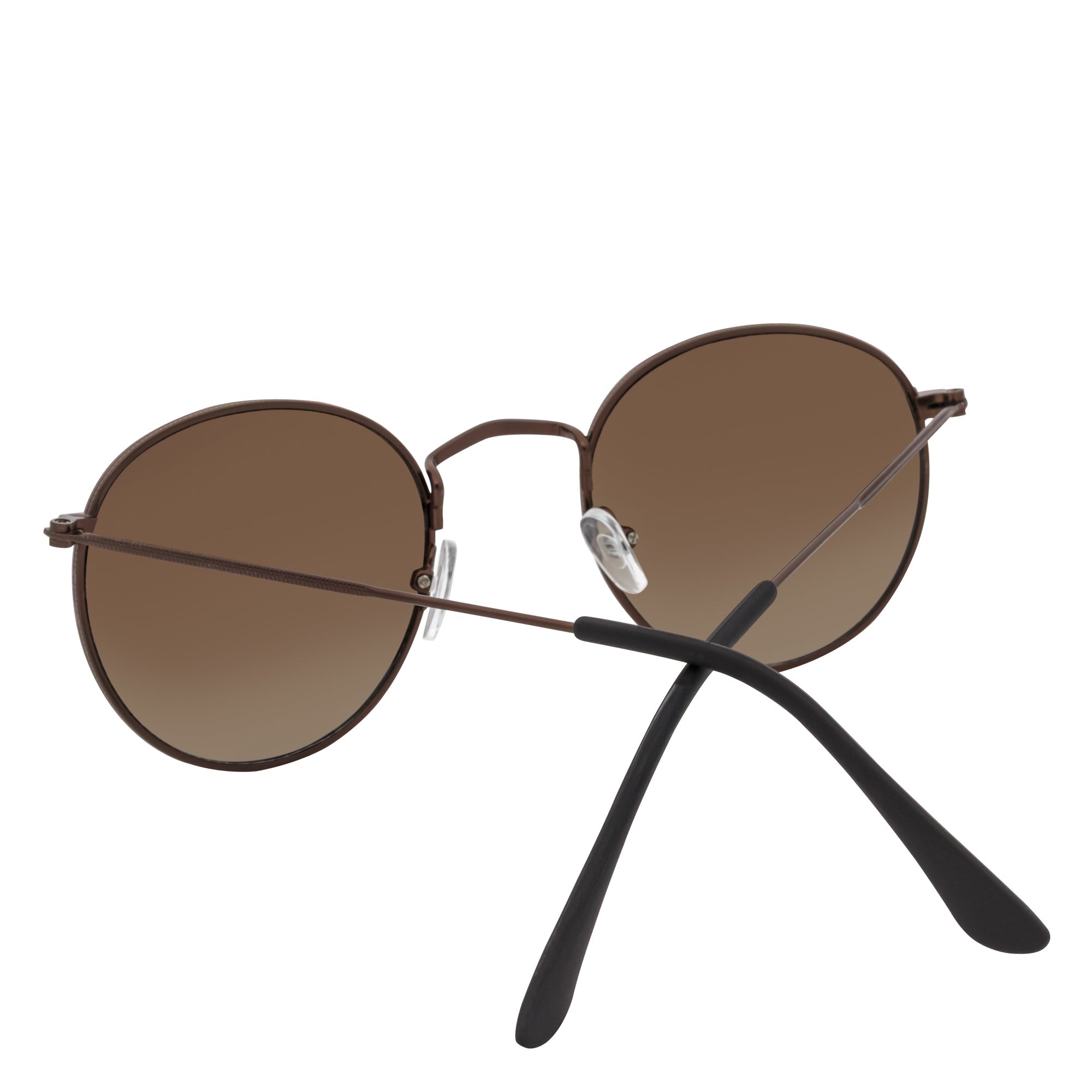 VAGABOND - Retro Classic Small Metal Round Sunglasses Copper Brown Lens