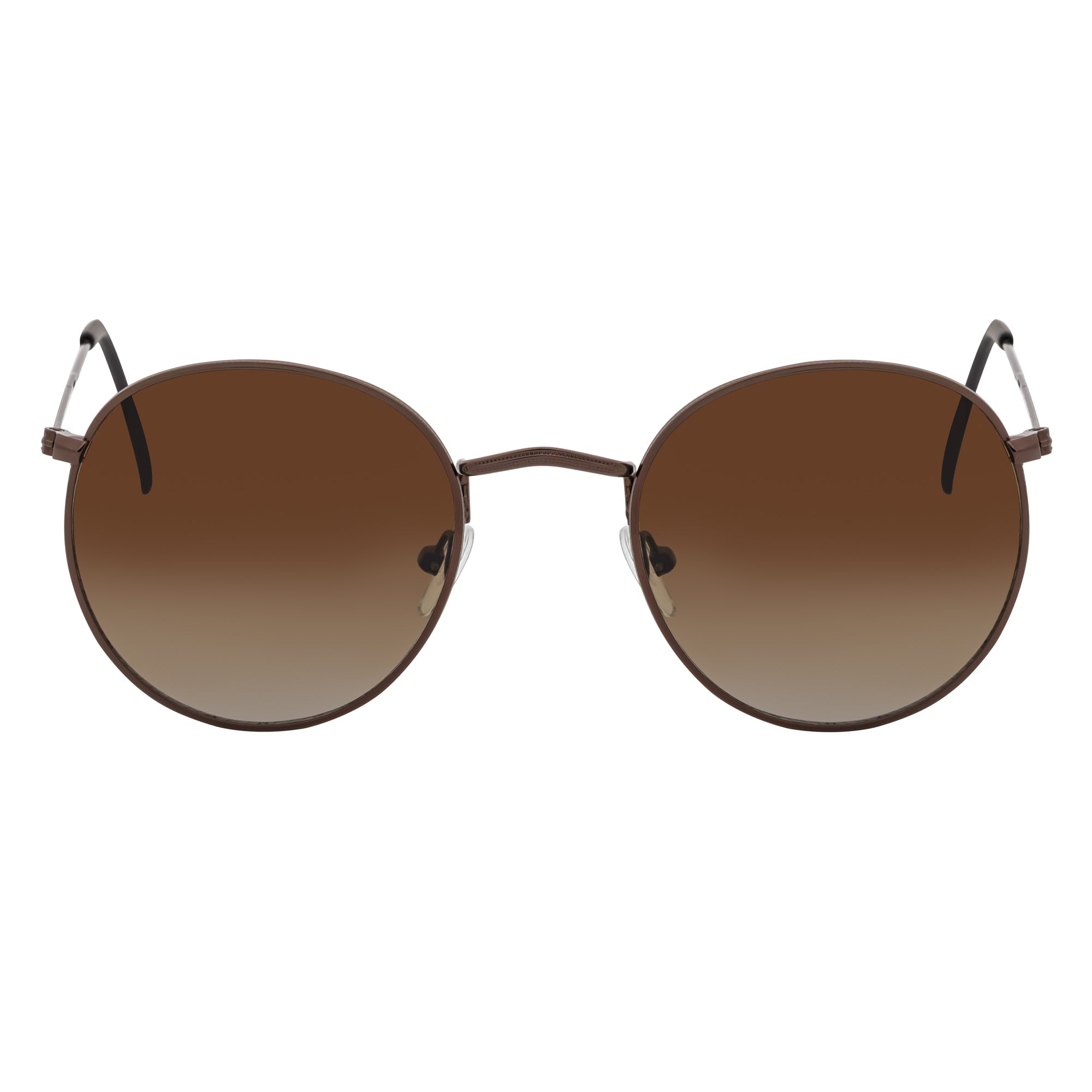 VAGABOND - Retro Classic Small Metal Round Sunglasses Copper Brown Lens