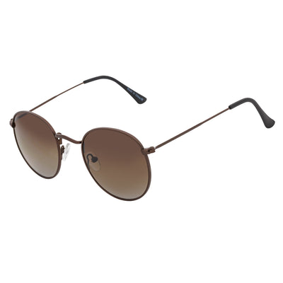 VAGABOND - Retro Classic Small Metal Round Sunglasses Copper Brown Lens