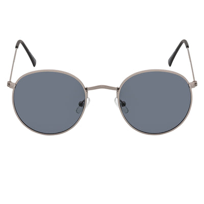 VAGABOND - Retro Classic Small Metal Round Sunglasses Silver Smoke Lens