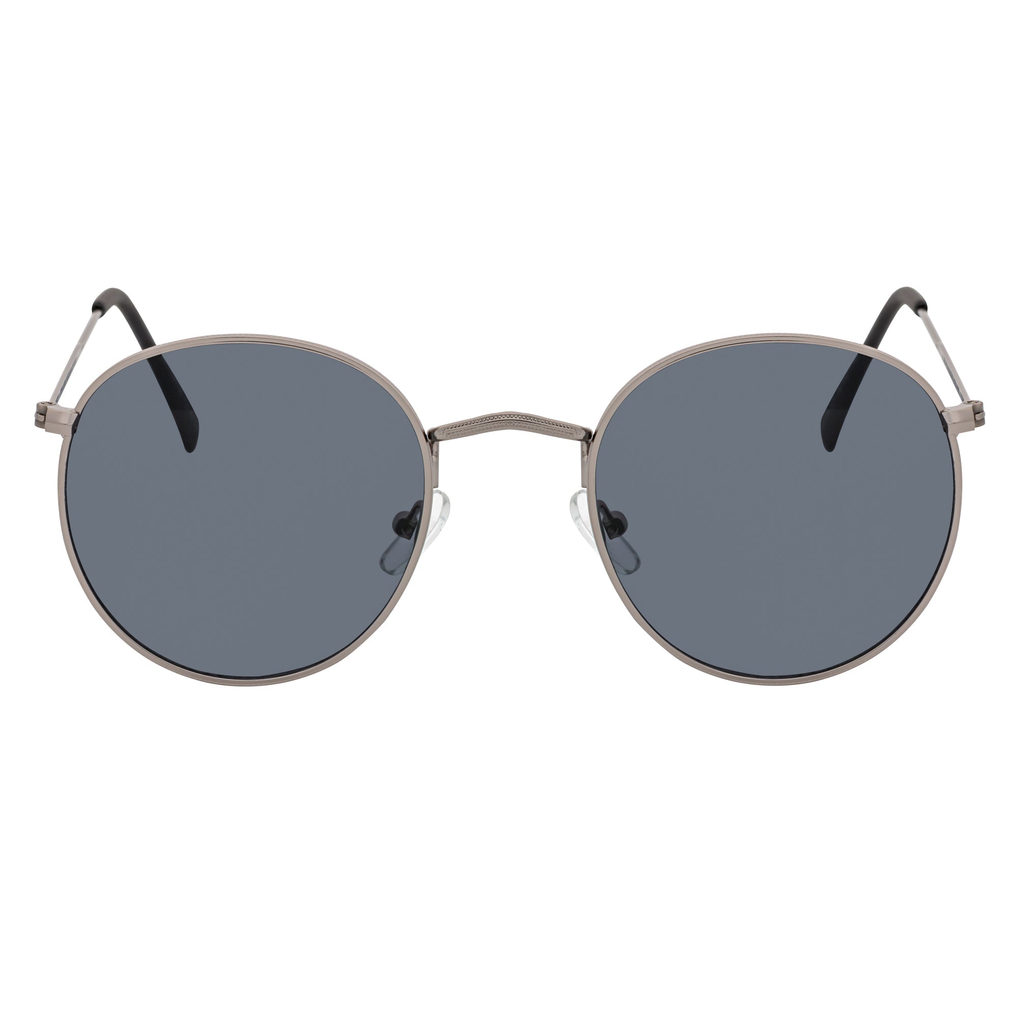VAGABOND - Retro Classic Small Metal Round Sunglasses Silver Smoke Lens