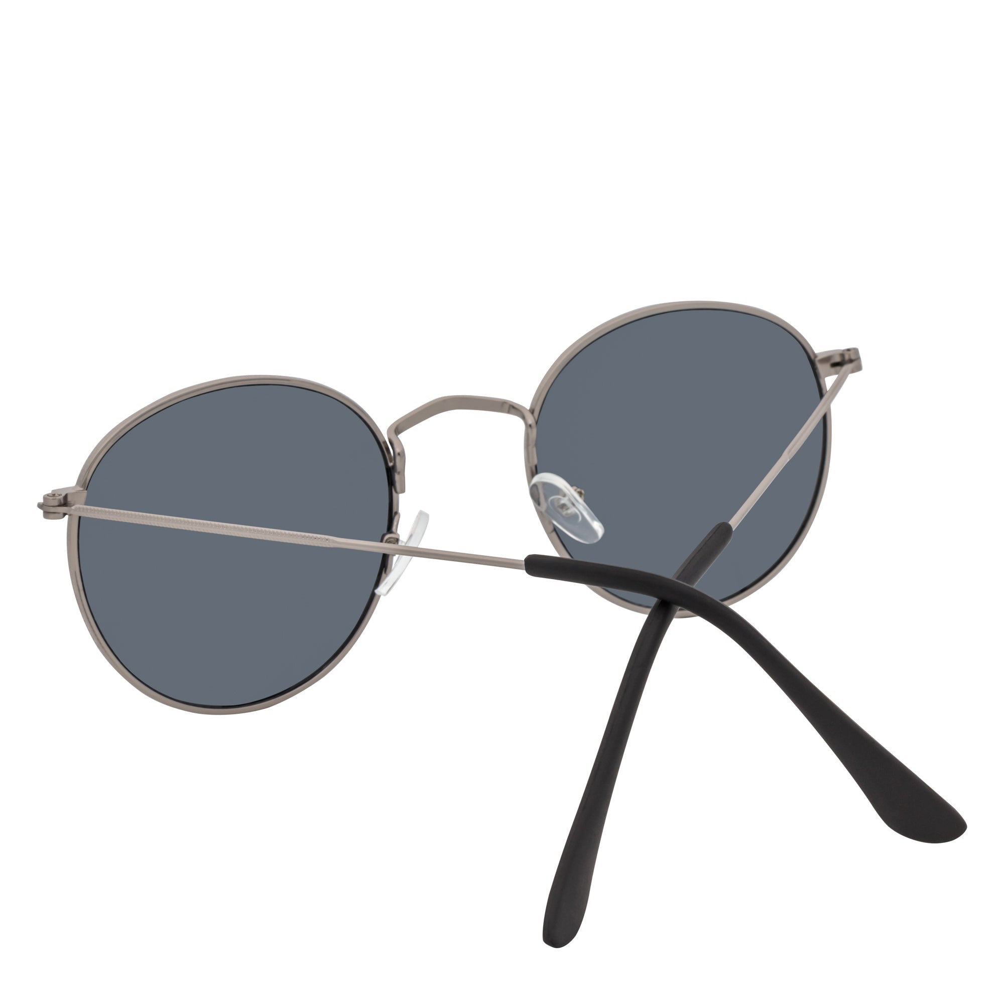 VAGABOND - Retro Classic Small Metal Round Sunglasses Silver Smoke Lens