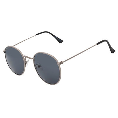 VAGABOND - Retro Classic Small Metal Round Sunglasses Silver Smoke Lens