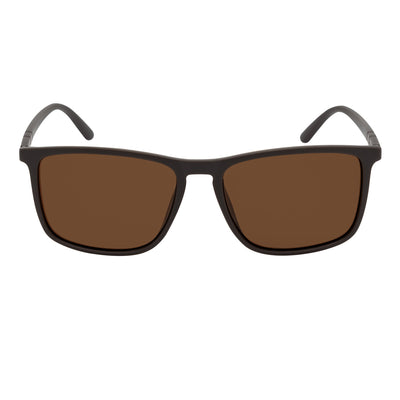 VENICE - Polarized Thin Square Horn Rimmed Brown Sunglasses Brown Lens