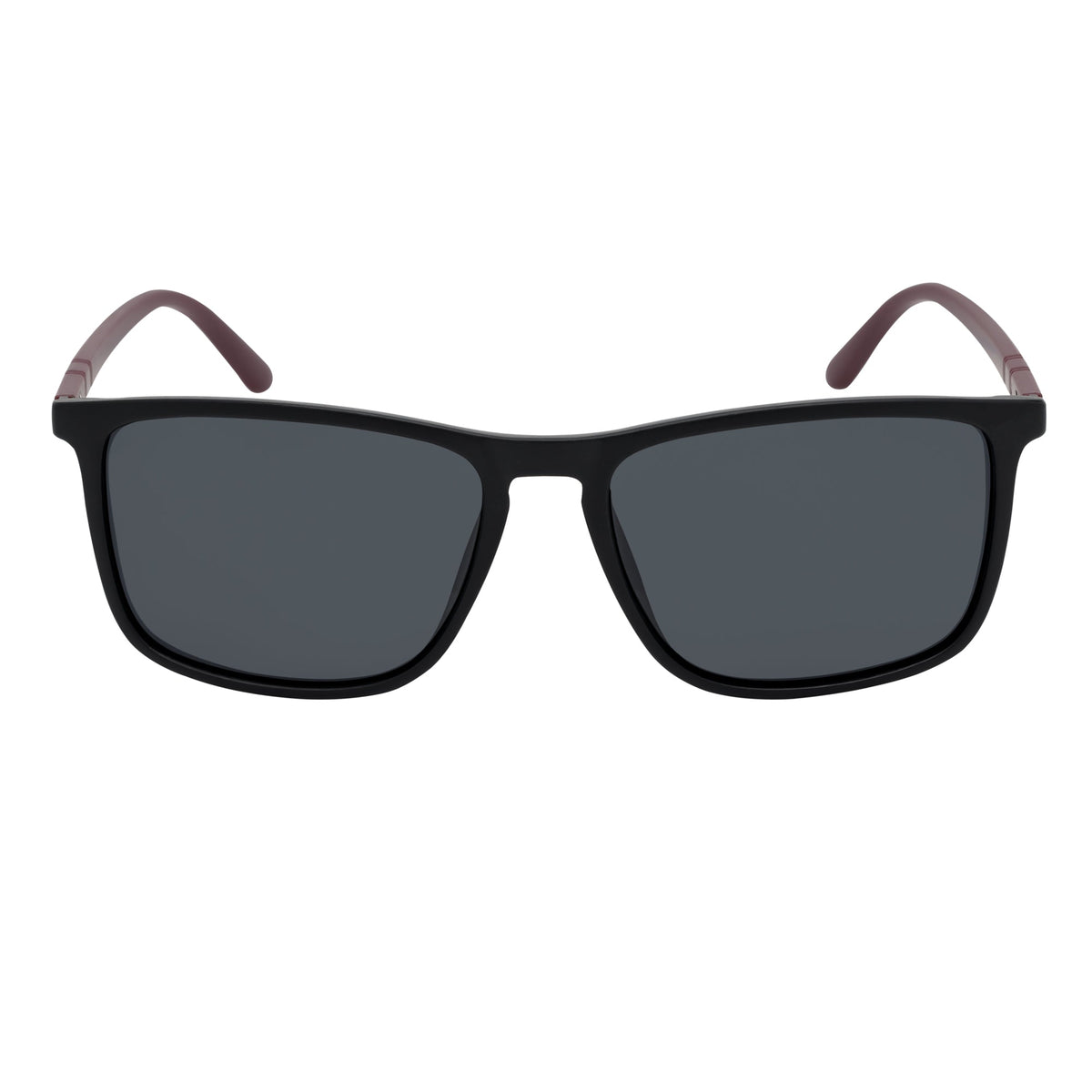 VENICE - Polarized Thin Square Horn Rimmed Sunglasses Black - Brown Smoke Tint