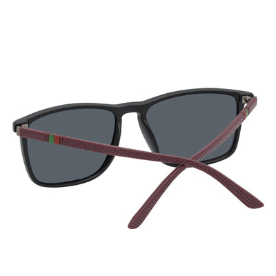 VENICE - Polarized Thin Square Horn Rimmed Sunglasses Black - Brown Smoke Tint