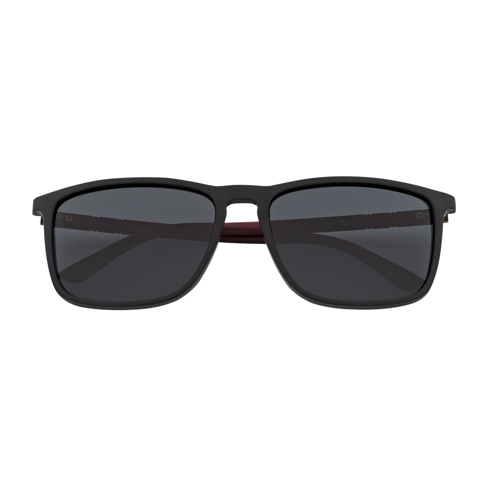 VENICE - Polarized Thin Square Horn Rimmed Sunglasses Black - Brown Smoke Tint