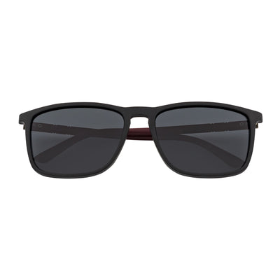 VENICE - Polarized Thin Square Horn Rimmed Sunglasses Black - Brown Smoke Tint