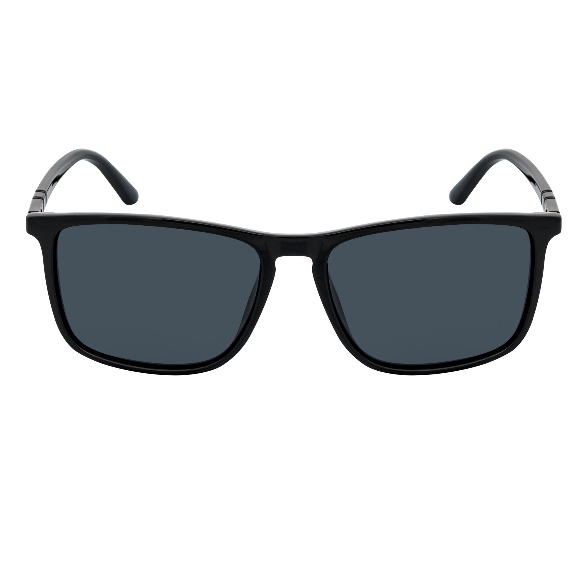 VENICE - Polarized Thin Square Horn Rimmed Sunglasses Gloss Black Smoke