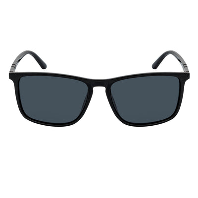 VENICE - Polarized Thin Square Horn Rimmed Sunglasses Gloss Black Smoke