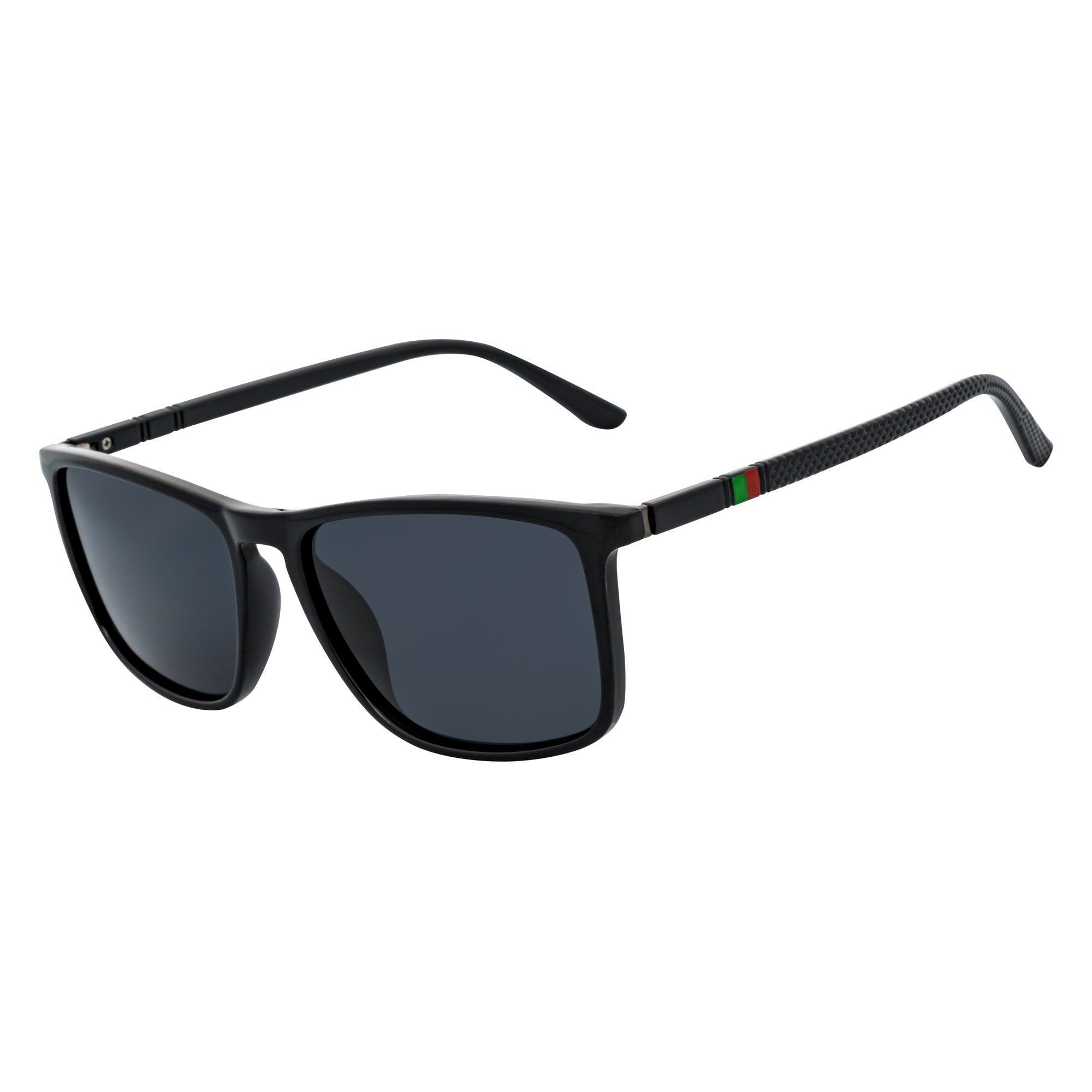 VENICE - Polarized Thin Square Horn Rimmed Sunglasses Gloss Black Smoke