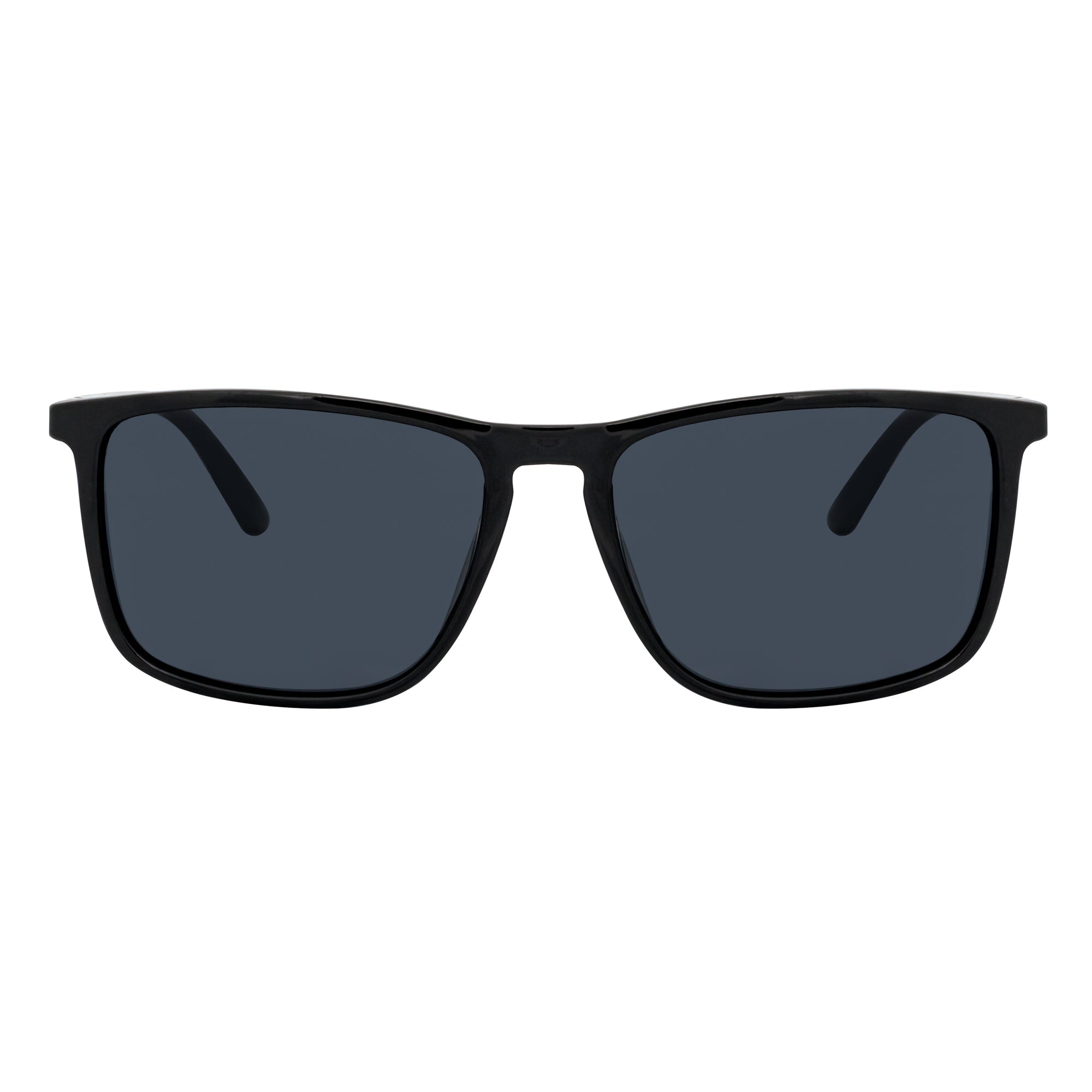 VENICE - Polarized Thin Square Horn Rimmed Sunglasses Gloss Black Smoke