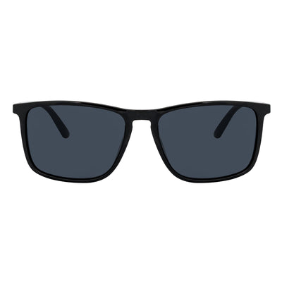 VENICE - Polarized Thin Square Horn Rimmed Sunglasses Gloss Black Smoke