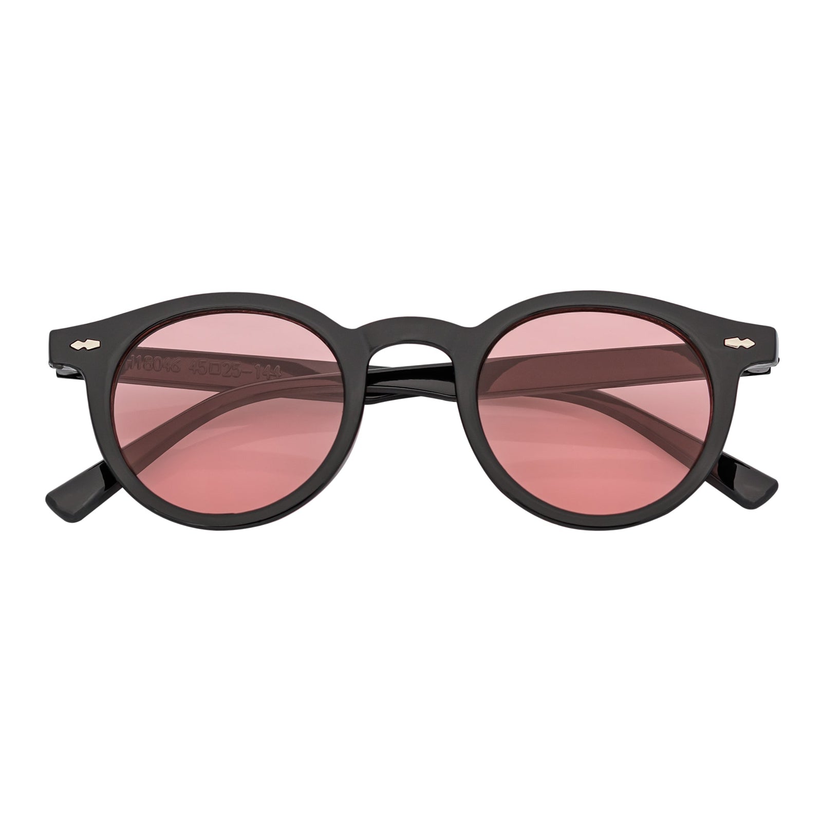 VIBES - Color Tint Retro Small Round Sunglasses Black Pink Tint - MorspecsM1127-1
