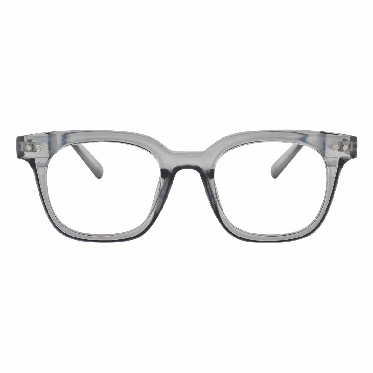 WALKER - Thick Horn Rimmed Blue Light Glasses Clear Gray Clear Lens