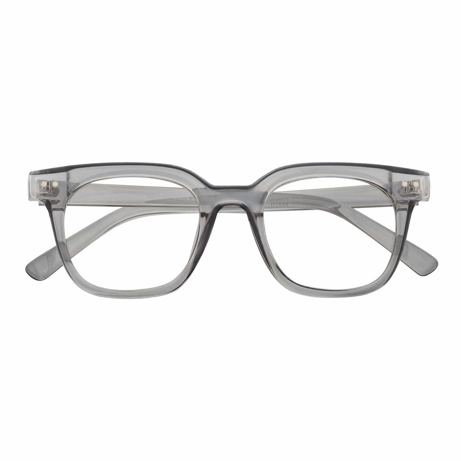 WALKER - Thick Horn Rimmed Blue Light Glasses Clear Gray Clear Lens