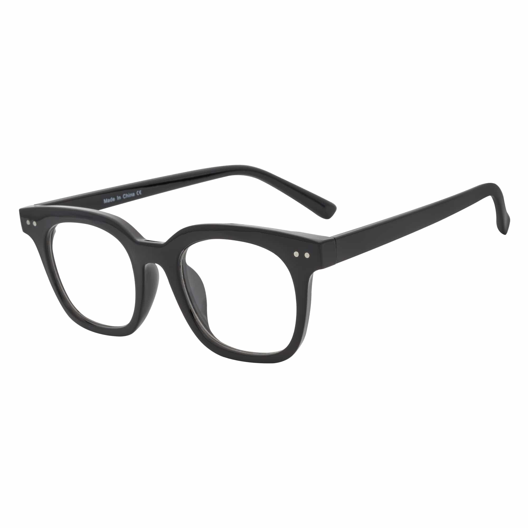 WALKER - Thick Horn Rimmed Blue Light Glasses Gloss Black Clear Lens
