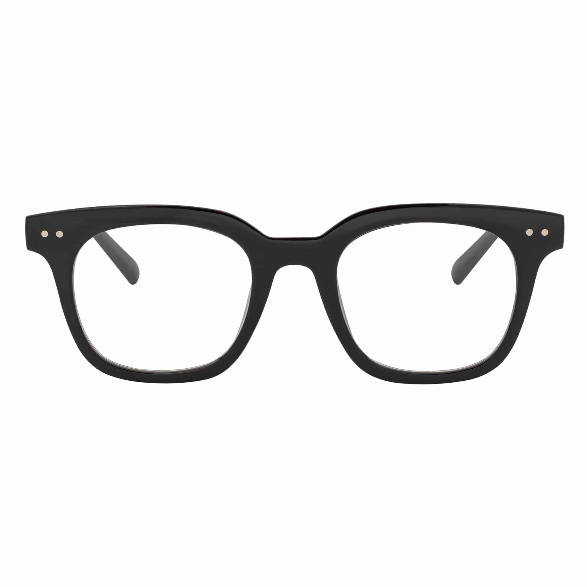 WALKER - Thick Horn Rimmed Blue Light Glasses Gloss Black Clear Lens