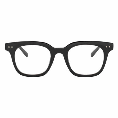 WALKER - Thick Horn Rimmed Blue Light Glasses Gloss Black Clear Lens