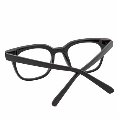 WALKER - Thick Horn Rimmed Blue Light Glasses Gloss Black Clear Lens