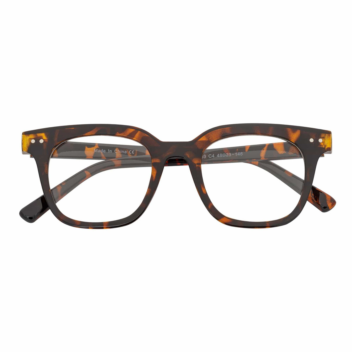 WALKER - Thick Horn Rimmed Blue Light Glasses Tortoise Shell Clear Lens