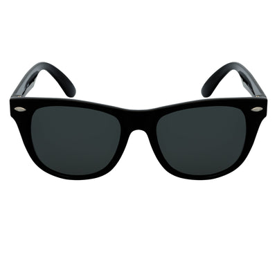 WAYFAIRE II - Large Polarized Horn Rimmed Sunglasses Gloss Black Smoke