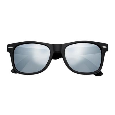 WAYFAIRE - Polarized Classic Horn Rimmed Sunglasses Matte Black Silver-Mirror