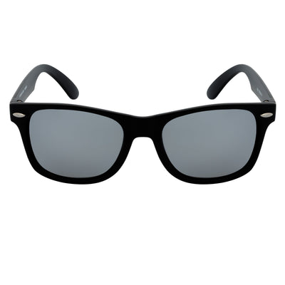 WAYFAIRE - Polarized Classic Horn Rimmed Sunglasses Matte Black Silver-Mirror