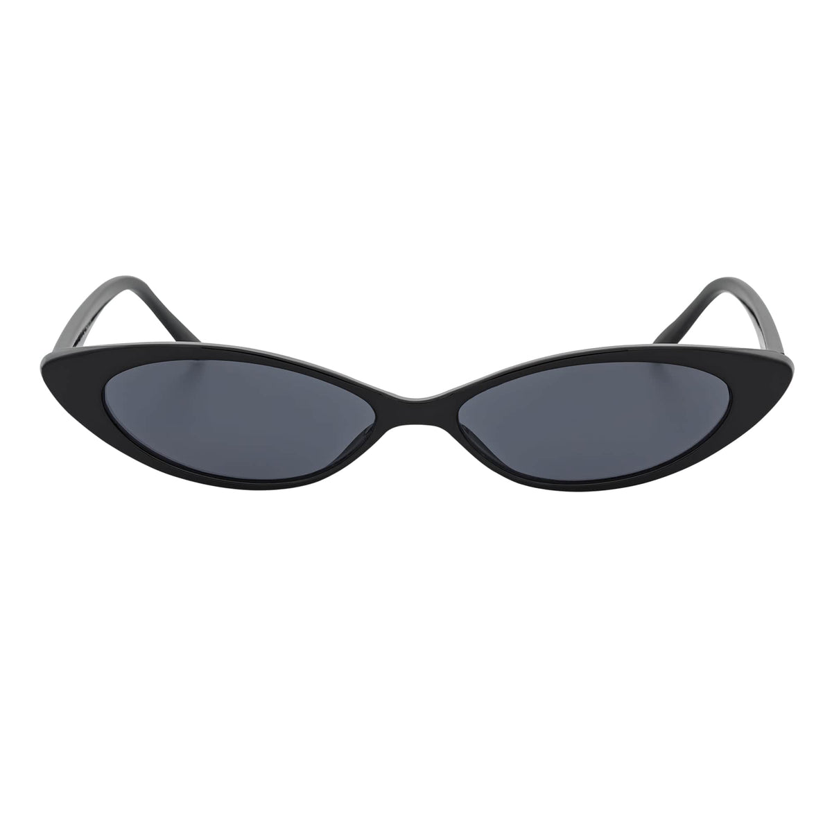 WHISKER - Thin Small Retro Oval Cateye Sunglasses Black Smoke Tint