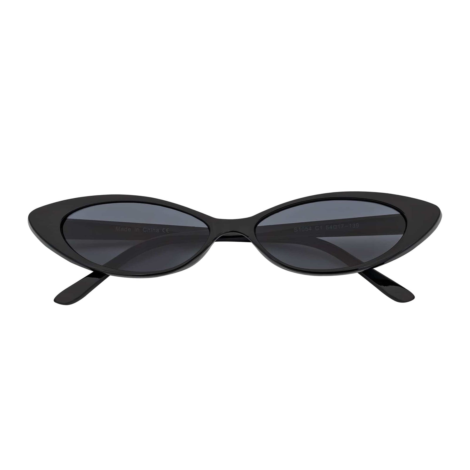 WHISKER - Thin Small Retro Oval Cateye Sunglasses Black Smoke Tint
