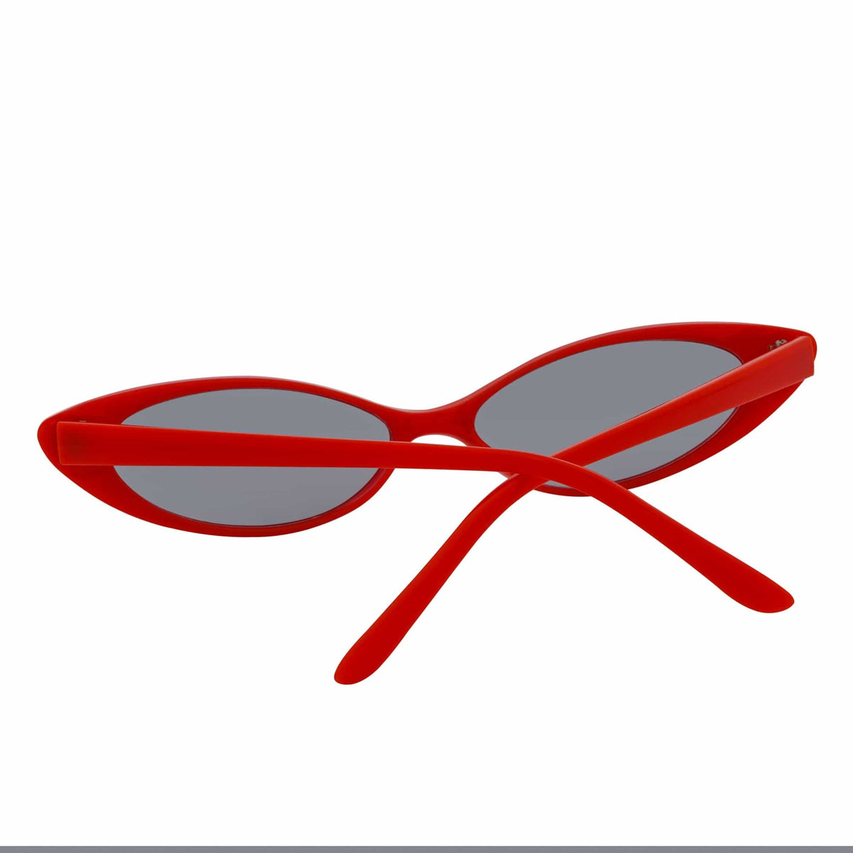WHISKER - Thin Small Retro Oval Cateye Sunglasses Red Smoke Tint