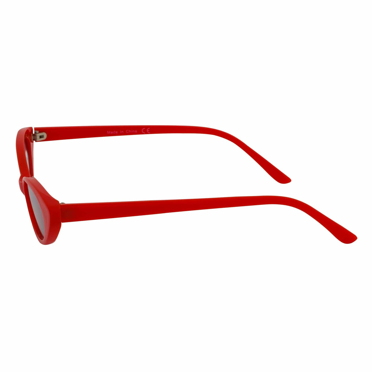 WHISKER - Thin Small Retro Oval Cateye Sunglasses Red Smoke Tint