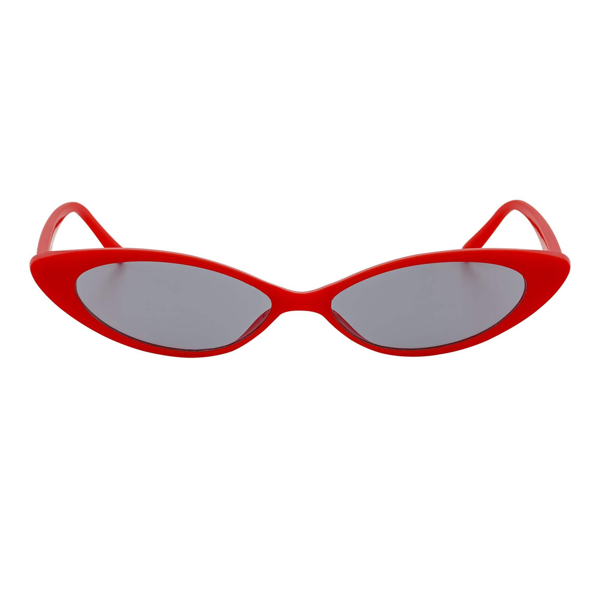 WHISKER - Thin Small Retro Oval Cateye Sunglasses Red Smoke Tint