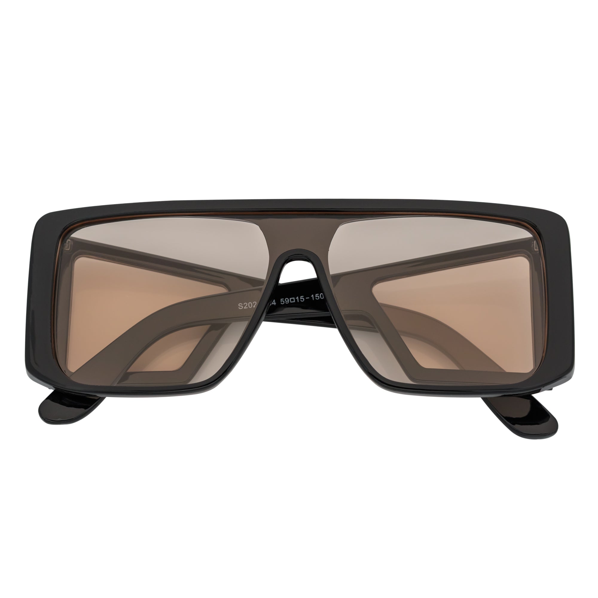 WINDOW - Large Shield Side Cover Square Black Sunglasses Pink Tint