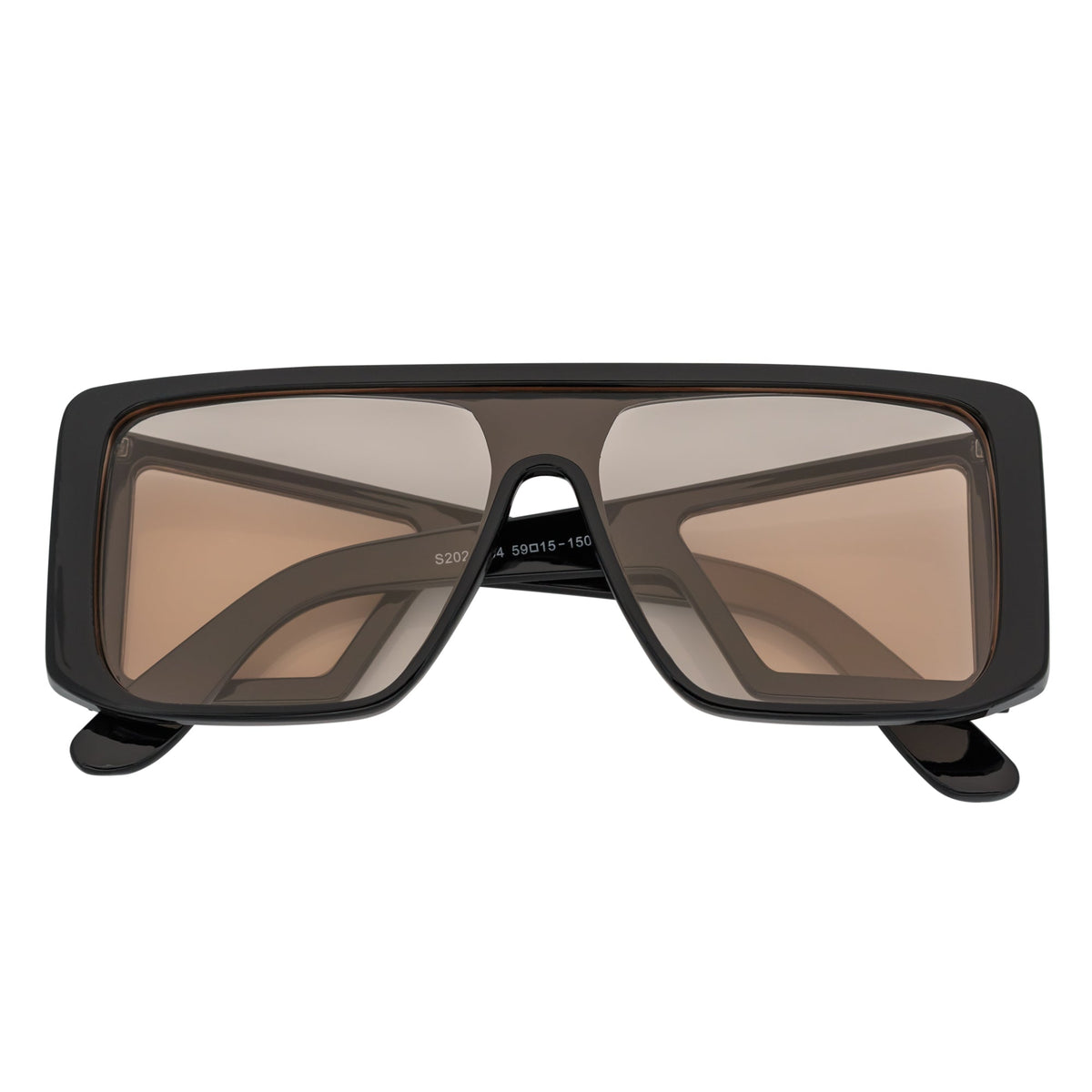 WINDOW - Large Shield Side Cover Square Black Sunglasses Pink Tint